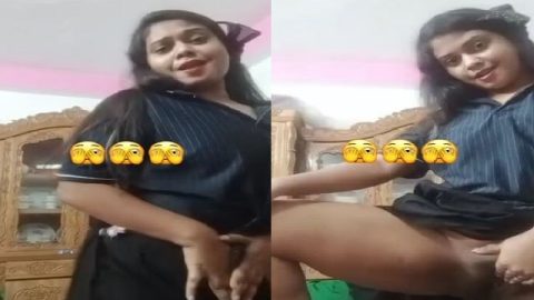 Bengali girl striptease dancing and nude pussy rubbing