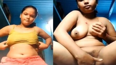 Chubby village girl inserting fingers inside cunt