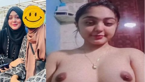 Cute hijab girl topless video making for lover
