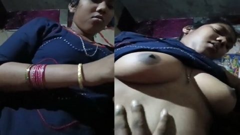 Husband pressing wife boob before sex at home viral MMS