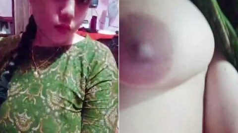 Unsatisfied cute bhabhi topless selfie showing long boobs