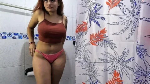 Caught My Stepcousin Showering and She Begged for My Cum