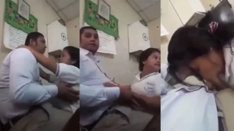 College Principal and Girl Affair Giving Blowjob in Office