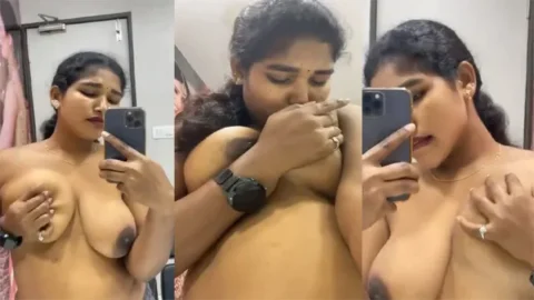 Desi Tamil Wife Pressing Boobs Viral Mms Video